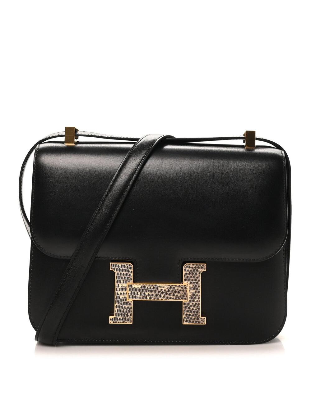 Hermes Box Lizard Constance 1-24 Black #321401H95B